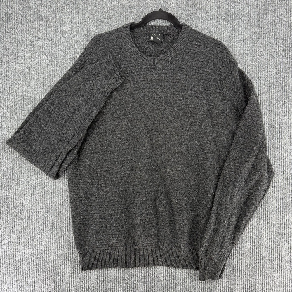 Y2K Jos. A. Bank lambs wool sweater crew neck gray minimalist cottage mens Large